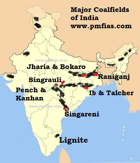 Distribution of Coal in India - major coal fields in india