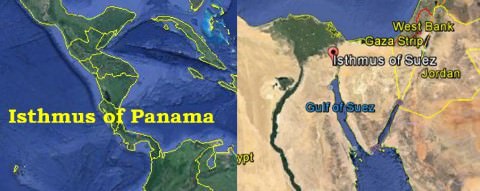 Isthmus of Panama and Isthmus of Suez