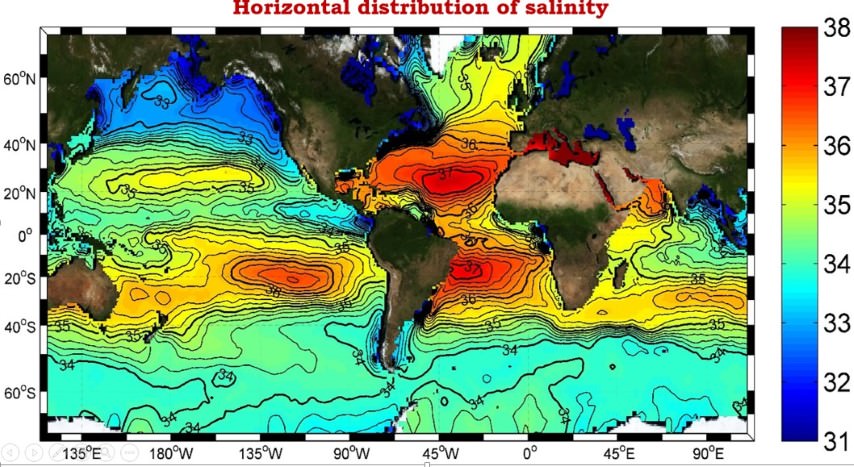 distribution of ocean salinity
