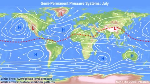 subtropical anticyclonic cells - july