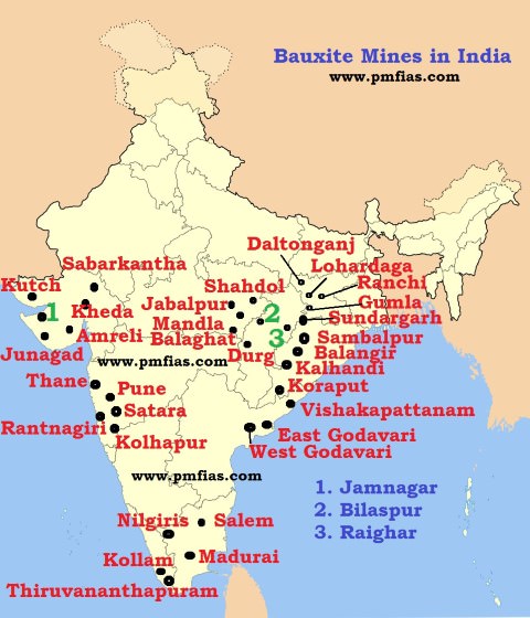Bauxite Distribution in India - Bauxite in India