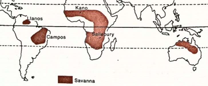 Distribution of Savanna Climate