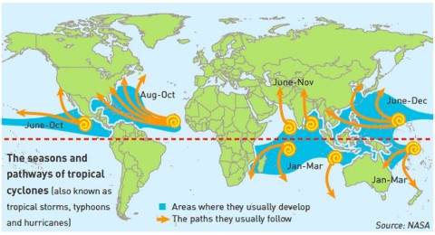 Favorite Breeding Grounds for Tropical Cyclones