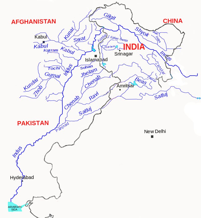 Indus River System Jhelum Chenab Ravi Beas Satluj Pmf Ias