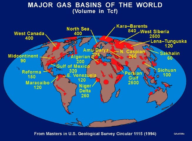 World Distribution of Natural Gas