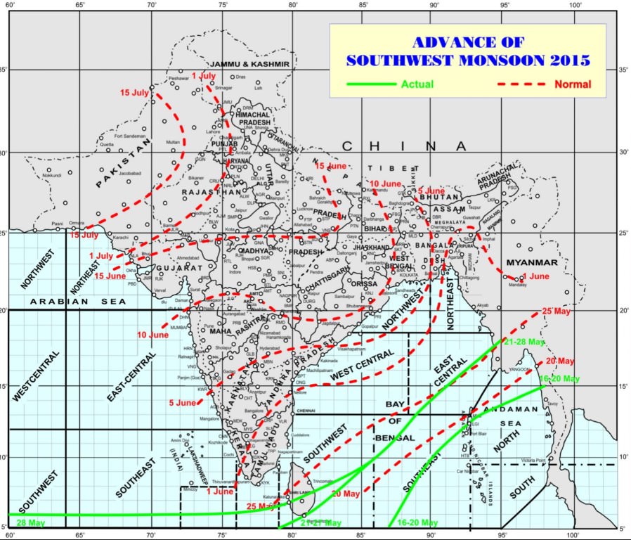 advance of south west monsoon