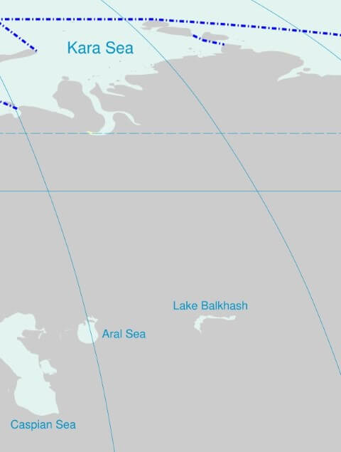 kara sea-caspian sea-aral sea- lake baikal