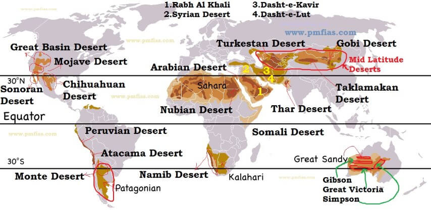 Desert Climate Hot Deserts Mid Latitude Deserts Pmf Ias