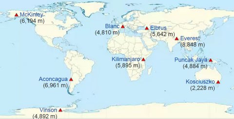 alps mountains on world map