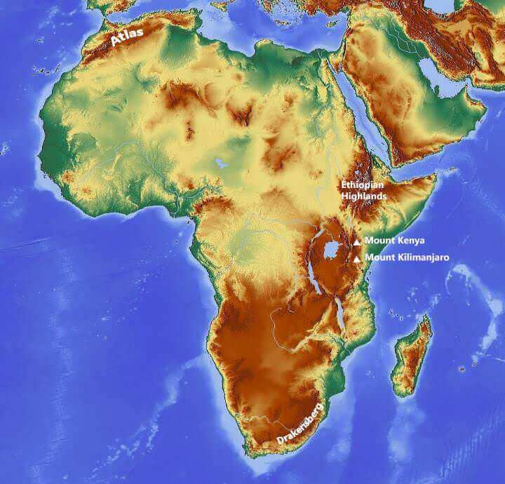 Atlas Mountains Physical Map Atlas Mountains On World Map
